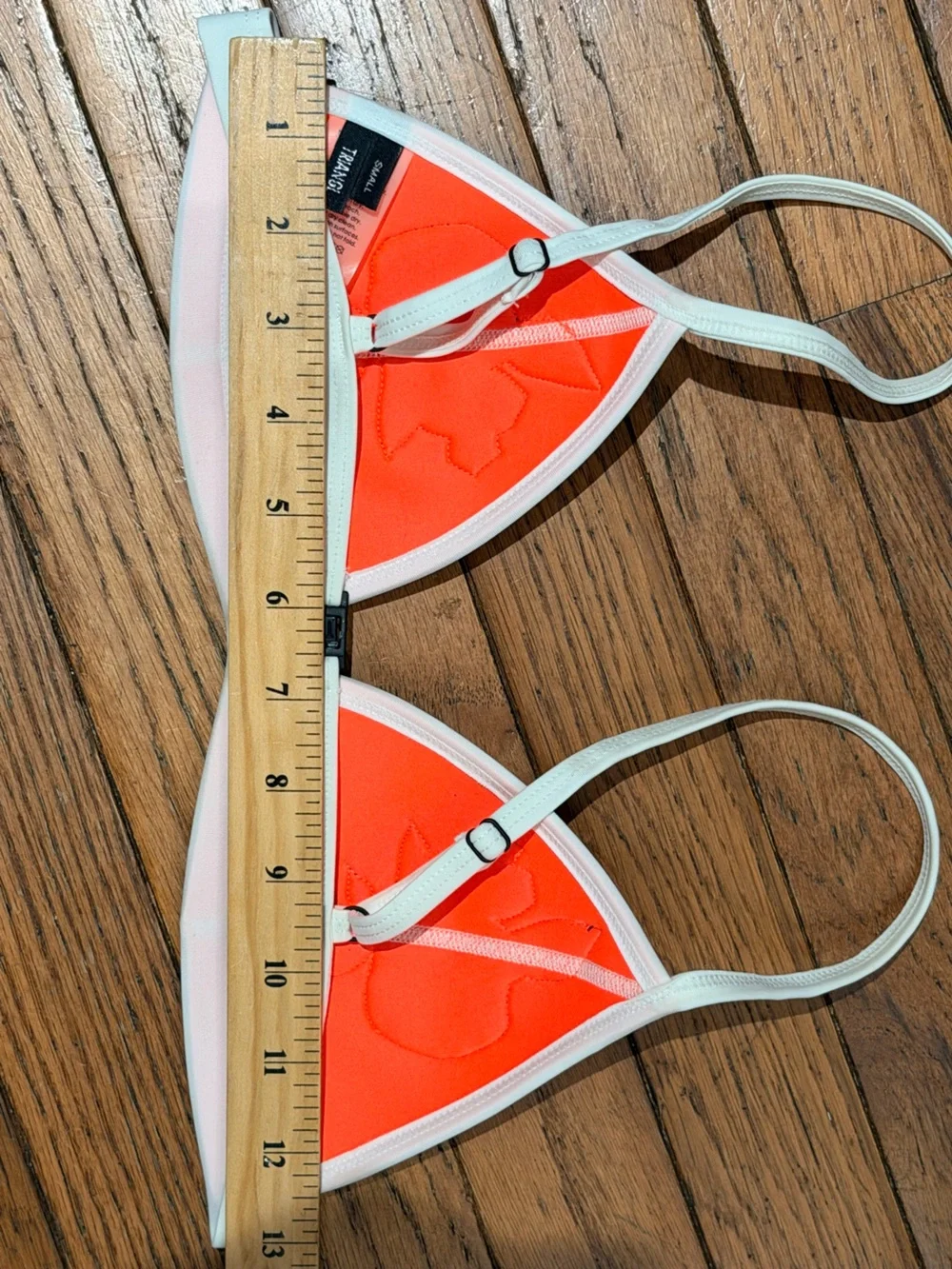 triangl swimwear Cream Triangle Bikini Top with Orange & Yellow Floral Appliqué